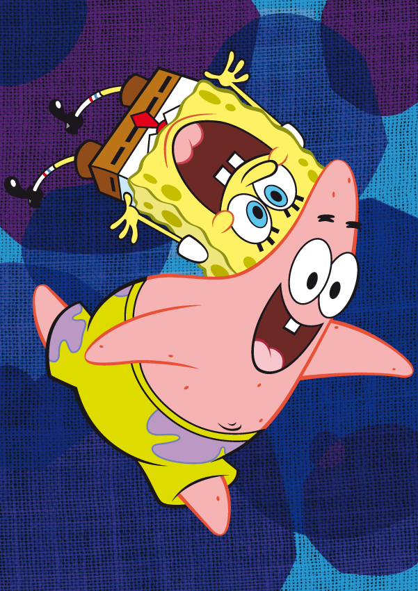 Carte anniversaire enfant Bob l'éponge et Patrick tourbillonnent