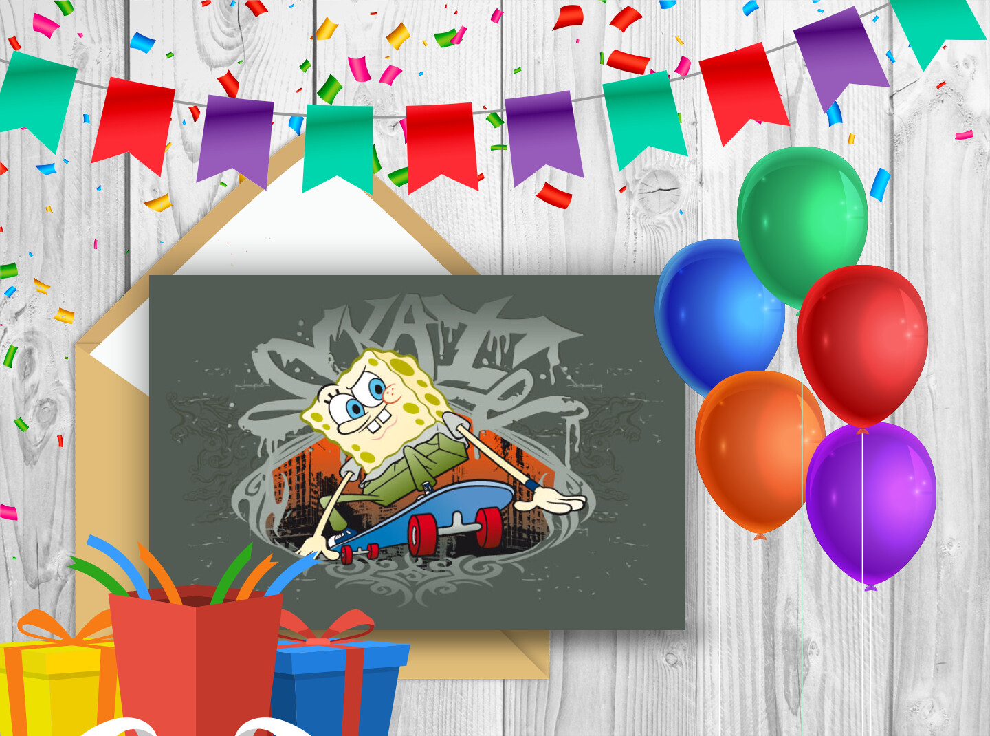 Bob l'éponge - Carte anniversaire pour petit garçon