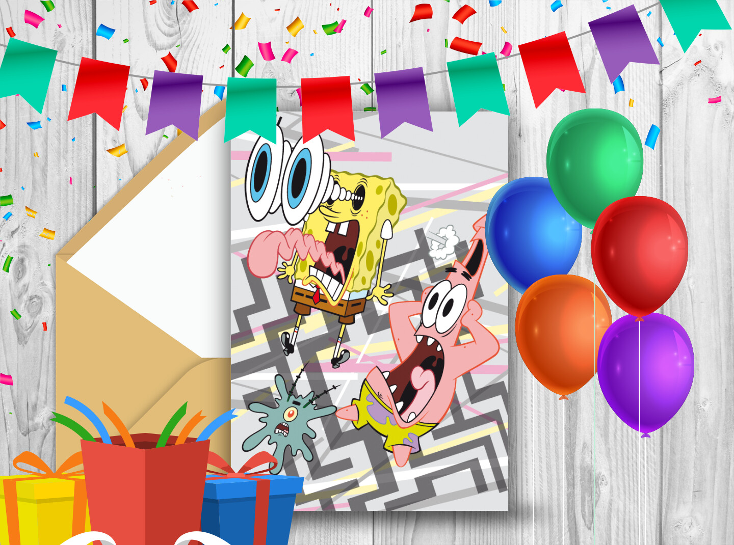 Carte anniversaire gratuite Bob l'éponge a peur - Enfant