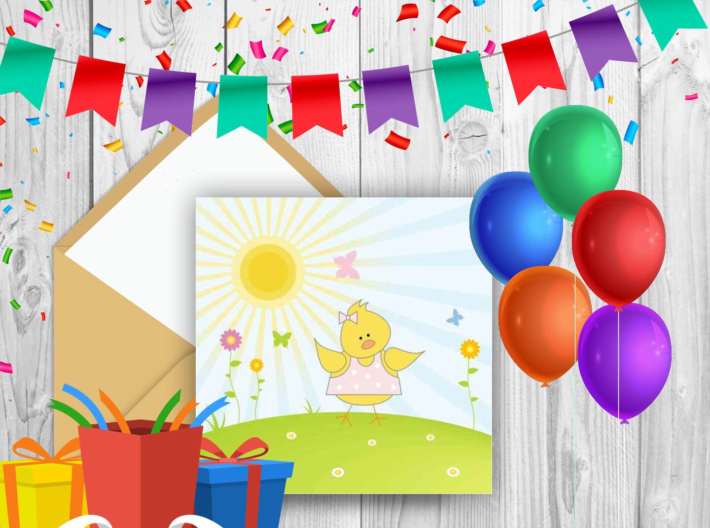 Carte d'anniversaire enfant petit poussin - Carte anniversaire animaux
