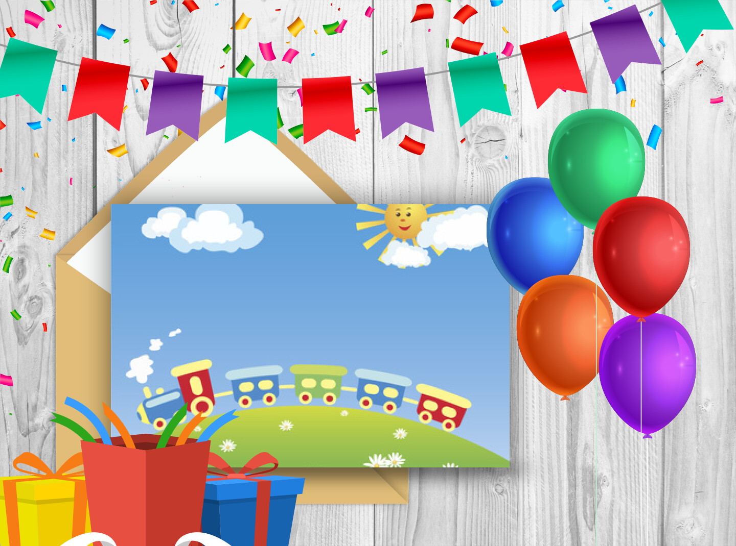 Carte d'anniversaire enfant train