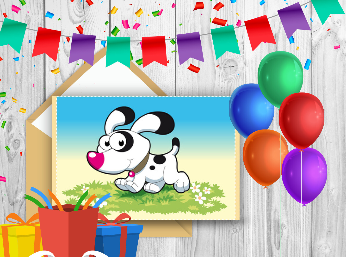 Carte d'anniversaire pour enfant avec chien