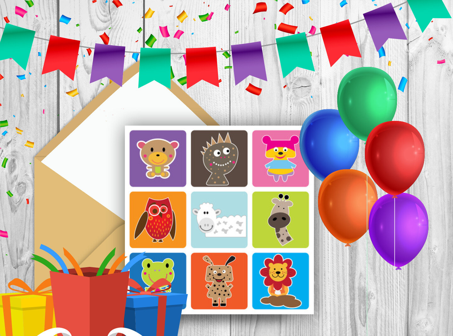 Carton d'invitation coloré pour enfant - Anniversaire enfant