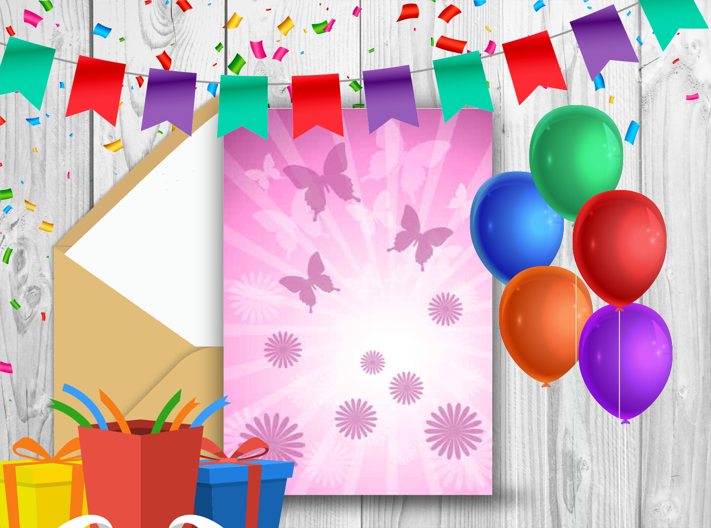 Carton d'invitation rose - Belle carte d'anniversaire rose