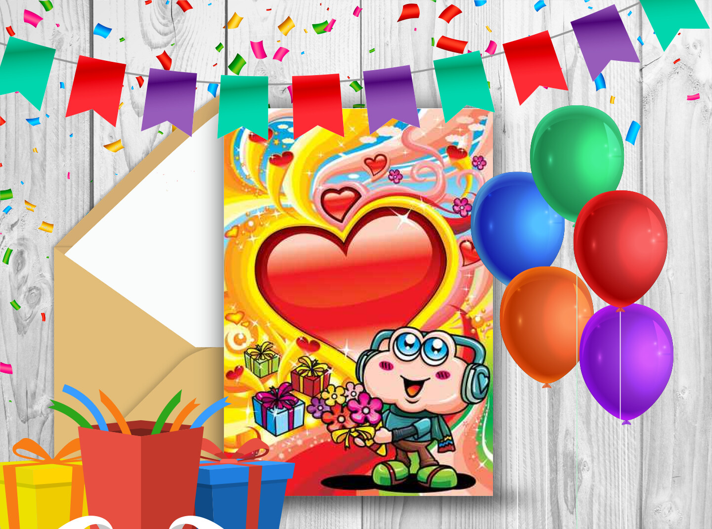 Carte gratuite à imprimer - Un gros coeur - anniversaire enfant