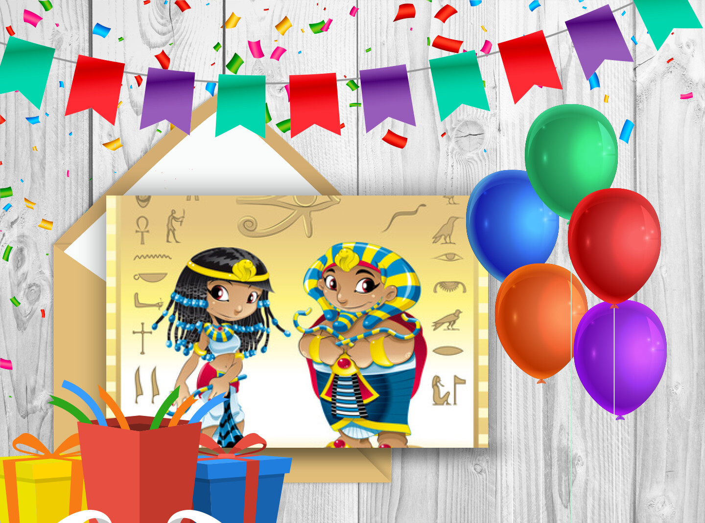 Egypte - Carte virtuelle égyptienne, invitation enfant