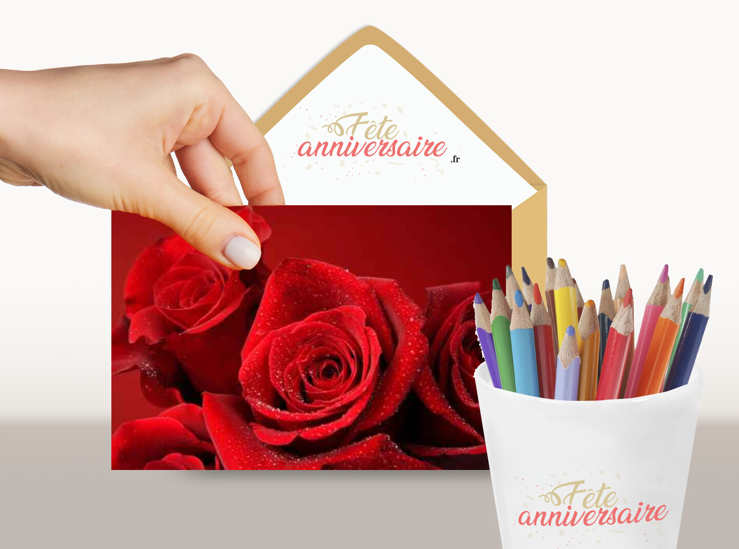 Carte d'amour rose rouge