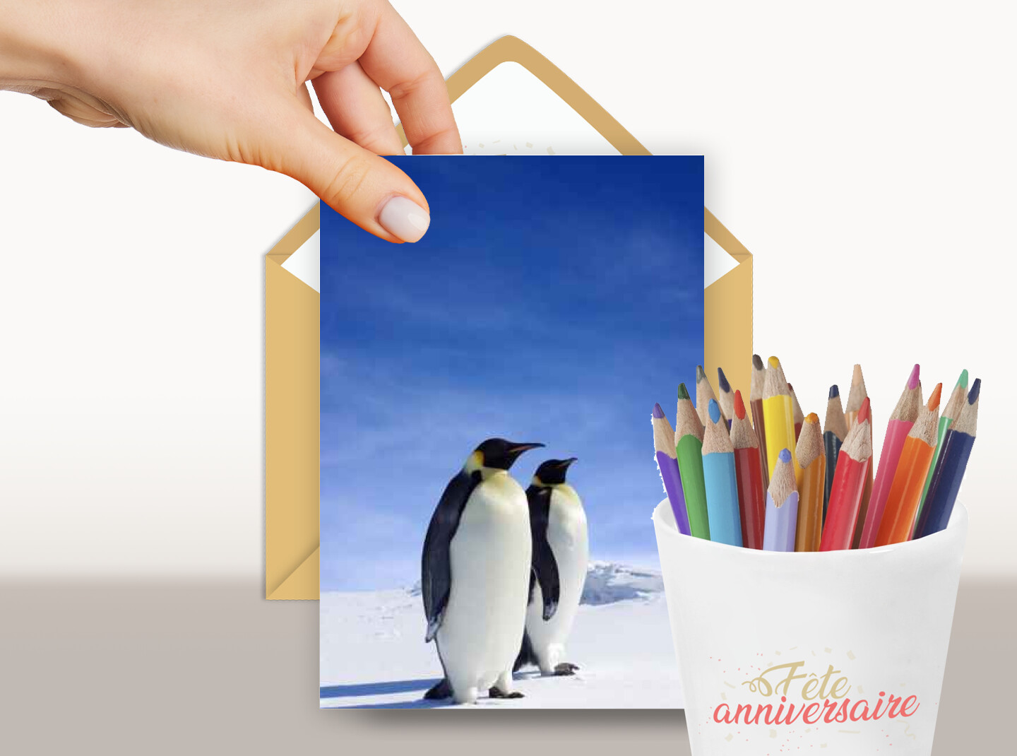 Carte d'anniversaire pingouins