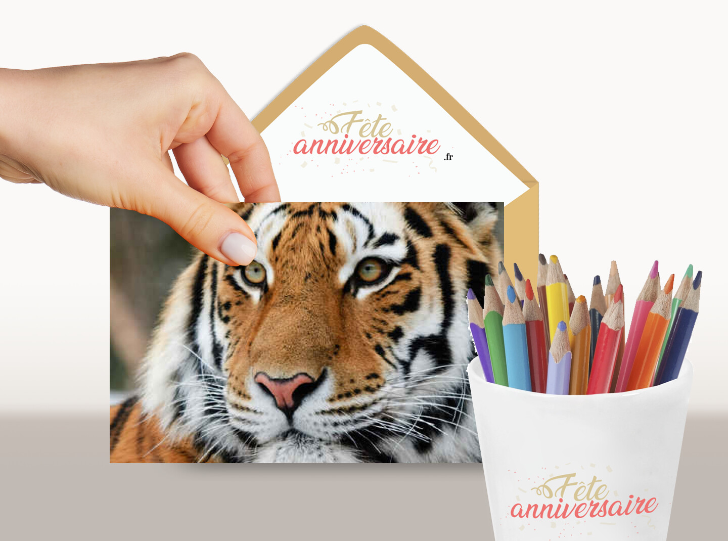 Carte de voeux anniversaire tigre
