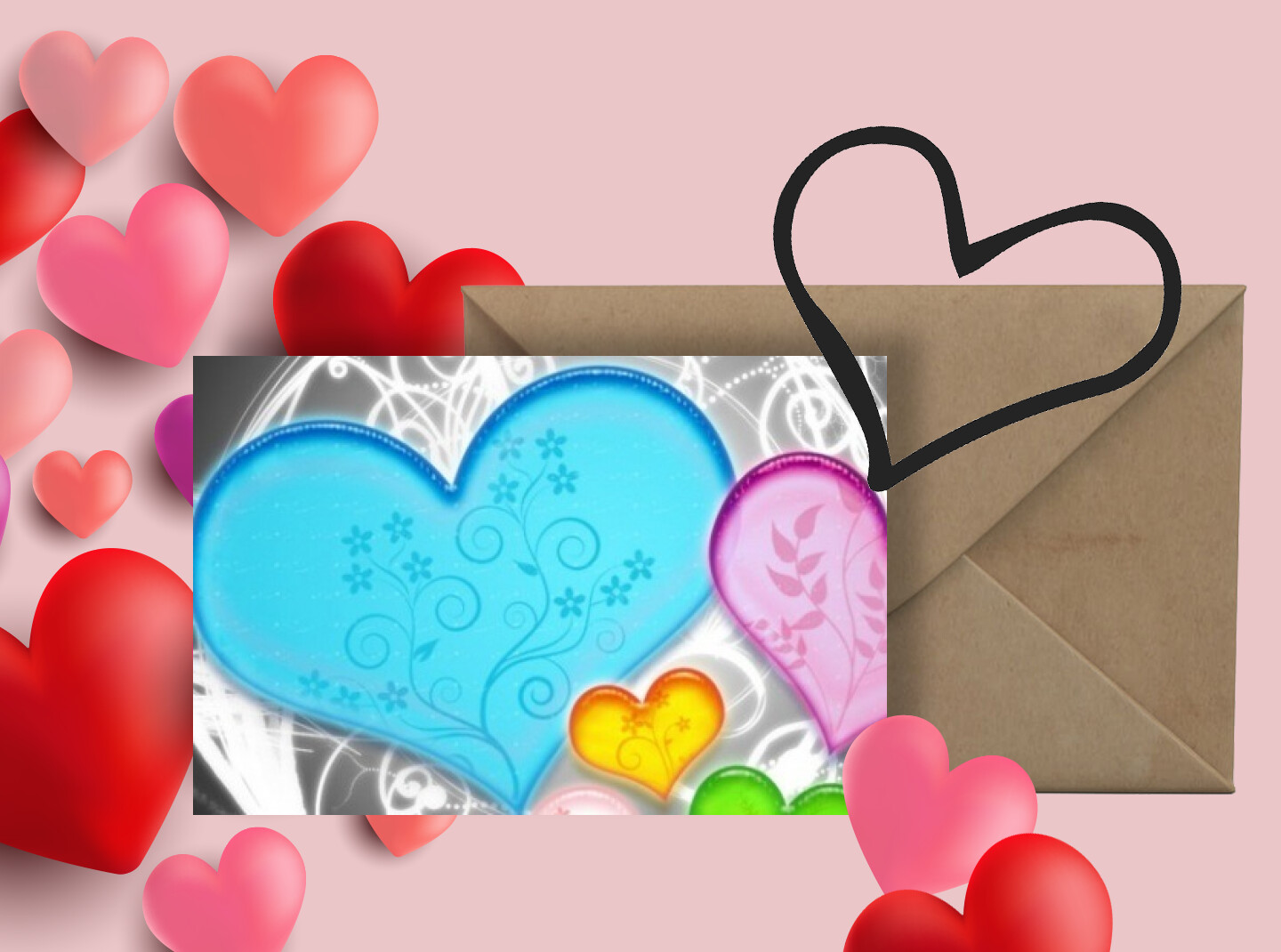 Carte d'amour et petits coeurs - carte virtuelle gratuite