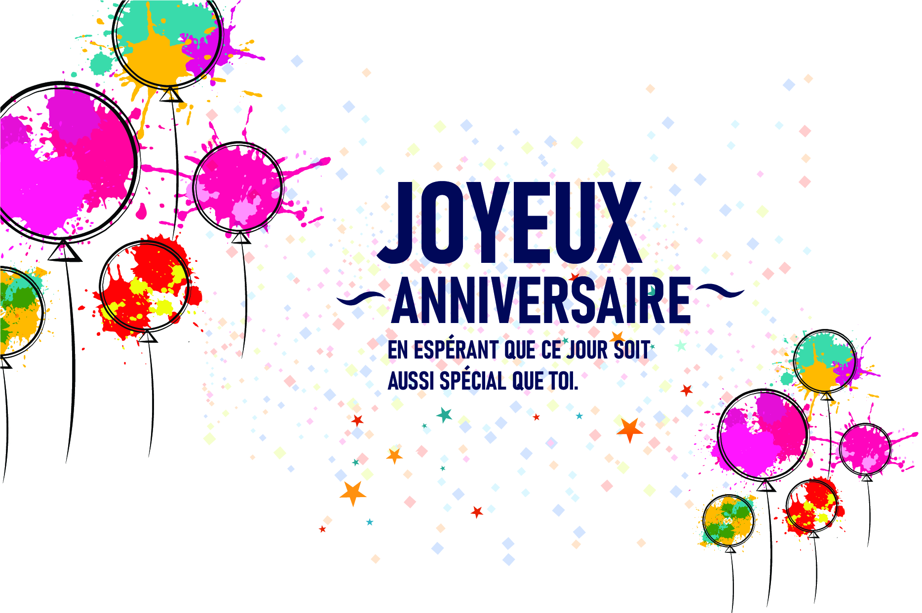Joyeux anniversaire en espérant que ce jour soit aussi spécial que toi.