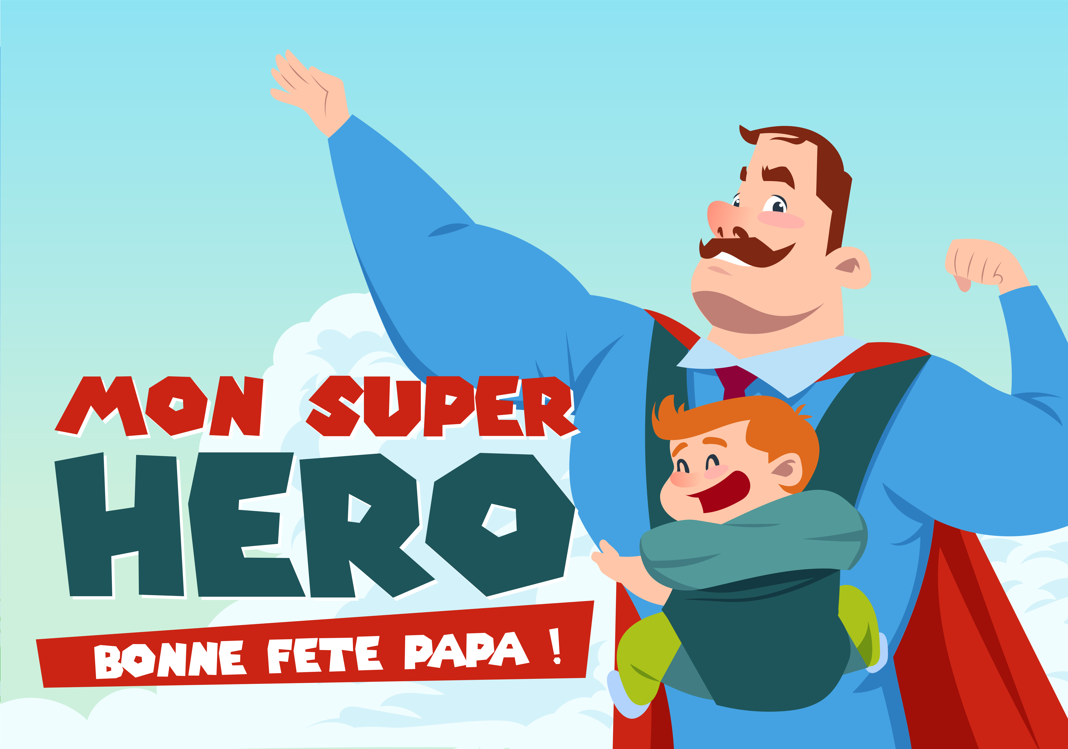 Carte super héro pour souhaiter la fête des père