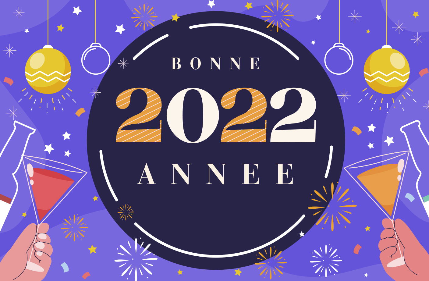Bonne année 2022 : Carte violette