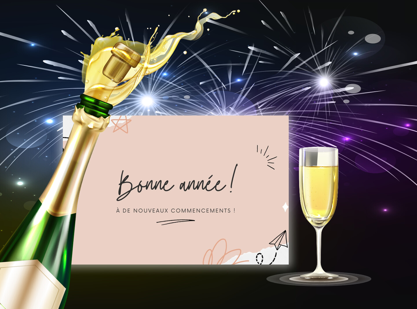 Carte gratuite de bonne année : à de nouveau commencements !