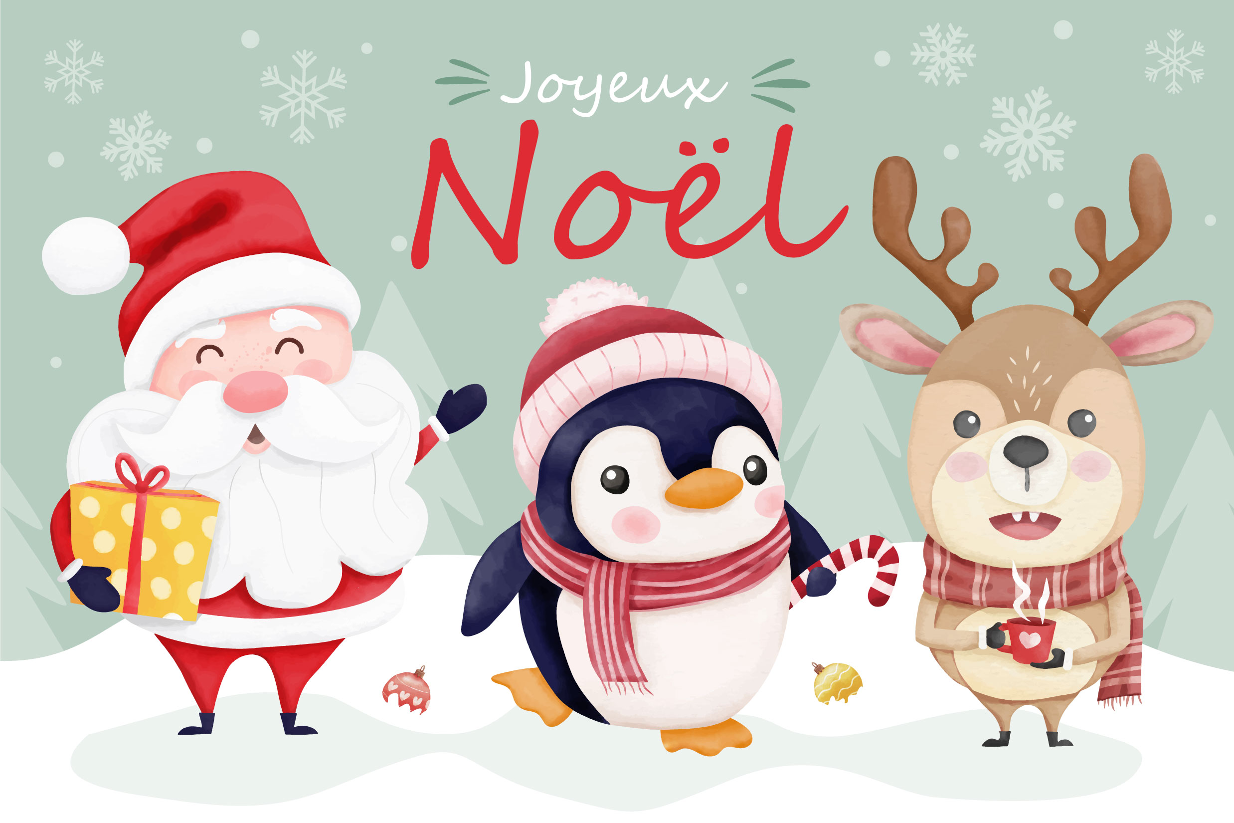 Carte gratuite de Joyeux Noël pour enfant avec le père Noël