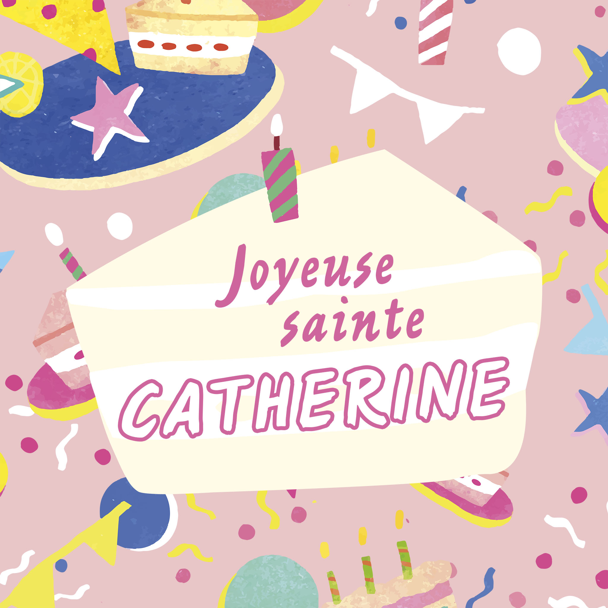 Carte gratuite joyeuse sainte Catherine avec bougies, gateaux ...