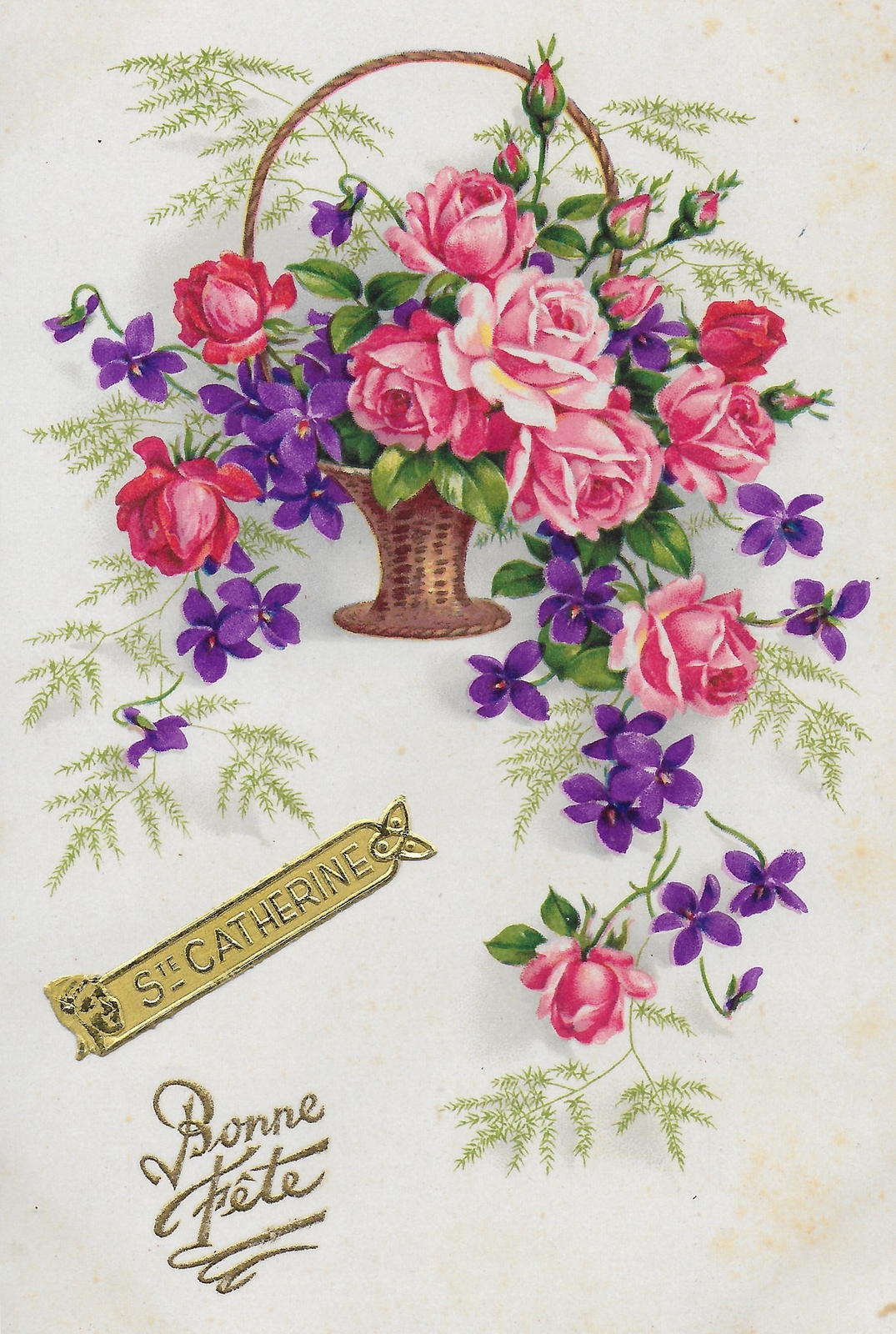Carte Vive la Sainte Catherine avec fleurs