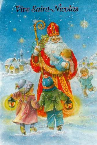 Carte saint Nicolas avec enfants