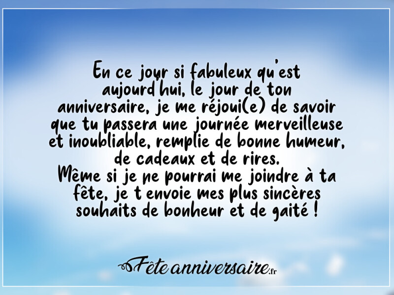 Texte d'anniversaire en ce jour si fabuleux qu'est aujourd'hui
