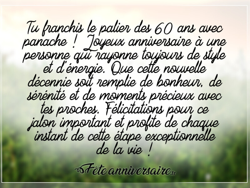 Message d'anniversaire sympa message anniversaire sympa 60 ans