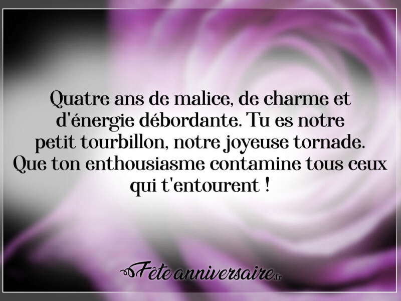 Anniversaire 4 ans fille texte