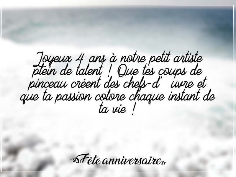 Anniversaire 4 ans garçon texte