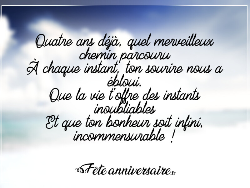 Joyeux anniversaire 4 ans