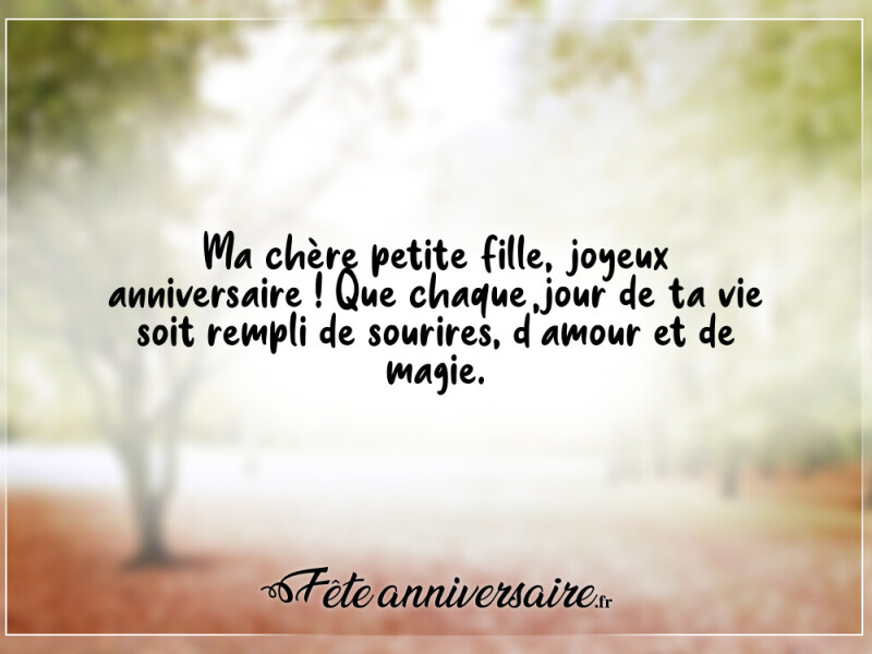 Joyeux anniversaire à ma petite fille