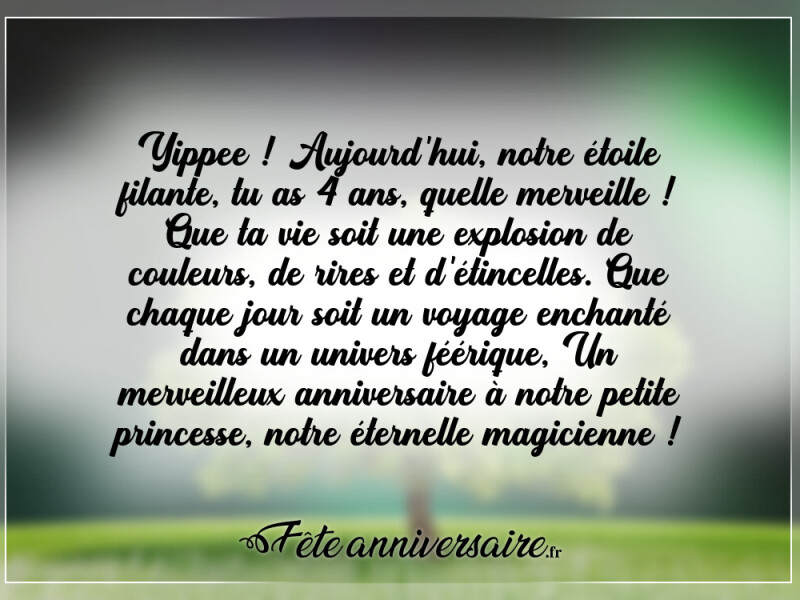 Joyeux anniversaire fille 4 ans