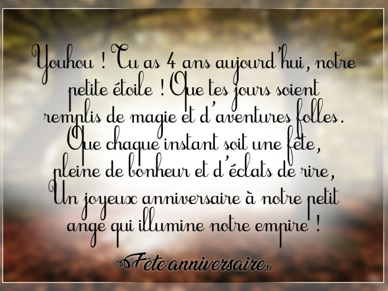Joyeux anniversaire mon fils 4 ans