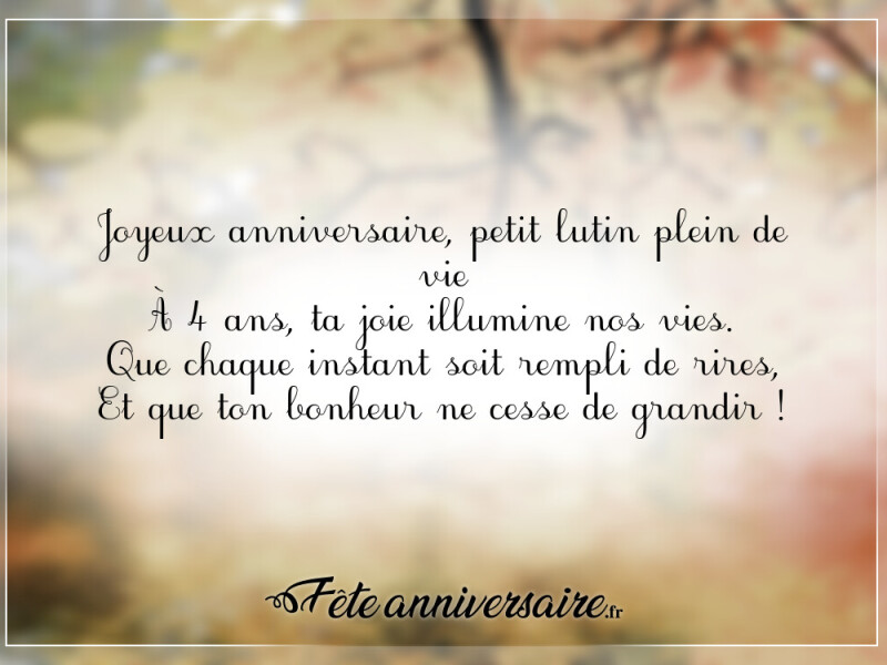 Voeux anniversaire 4 ans