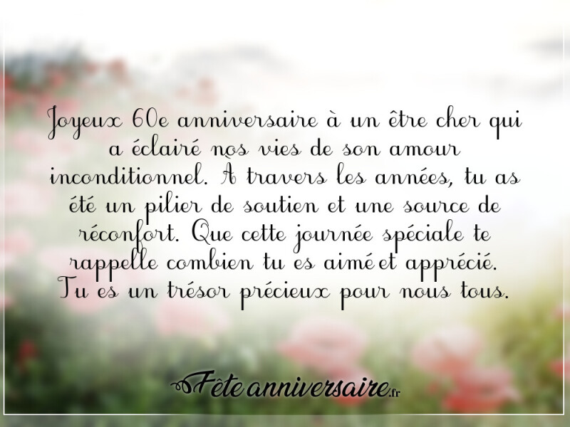 Texte anniversaire 60 ans message  touchant anniversaire 60 ans
