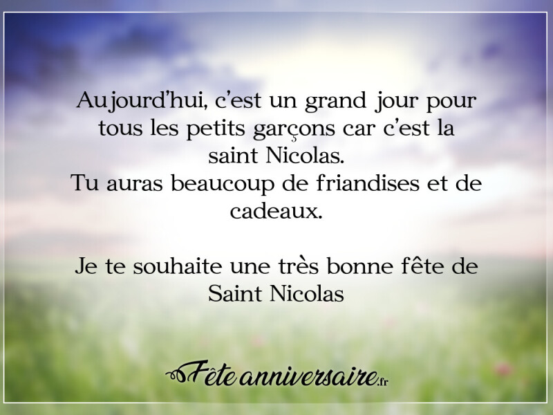 Texte de fête aujourd'hui, c'est un grand jour pour tous les petits garçons, joyeuse saint nicolas