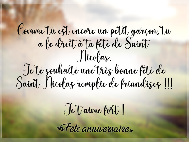 Texte de fête heureuse fête de saint nicolas petit garçon