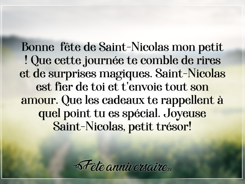 Texte de fête joyeuse fête de saint nicolas petit trésor !
