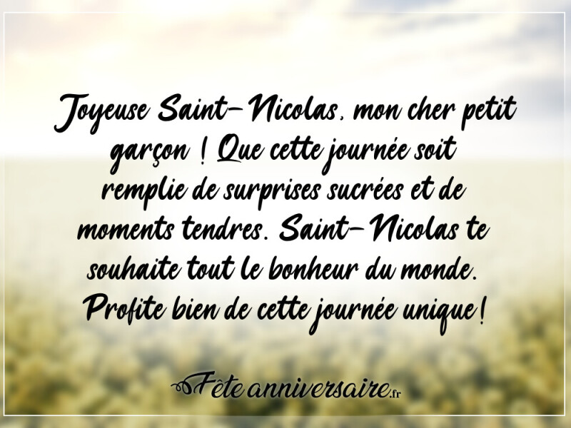 Texte de fête joyeuse saint nicolas mon petit !