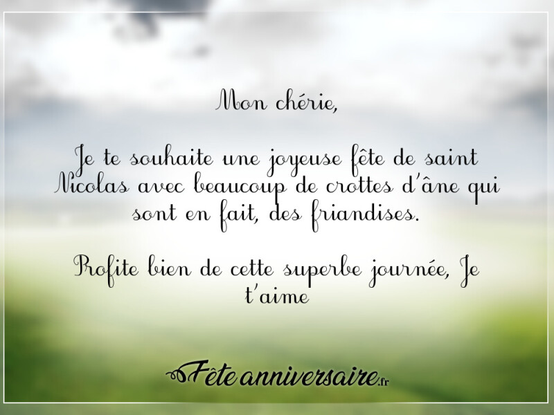 Texte de fête joyeux saint nicolas avec friandises crottes d’âne