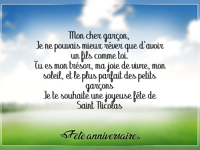 Texte de fête message saint nicolas pour mon fils