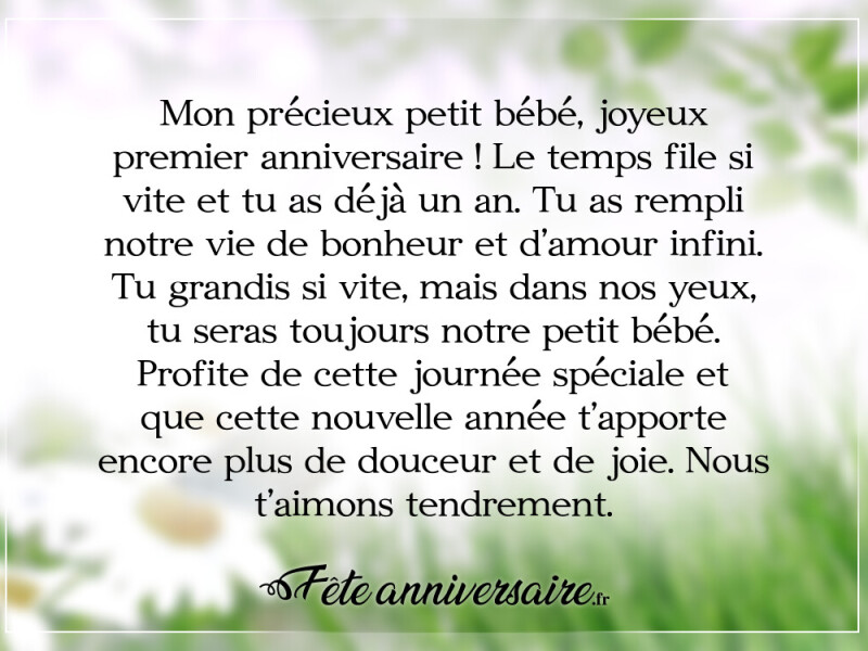 Texte anniversaire enfant 1 an 1 an déjà bébé !