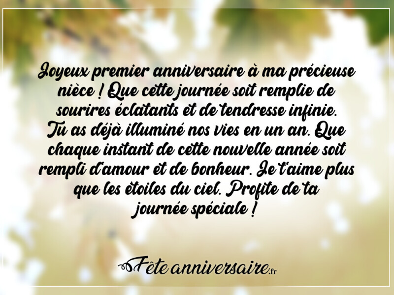 Texte anniversaire enfant 1 an joyeux anniversaire ma nièce 1 an