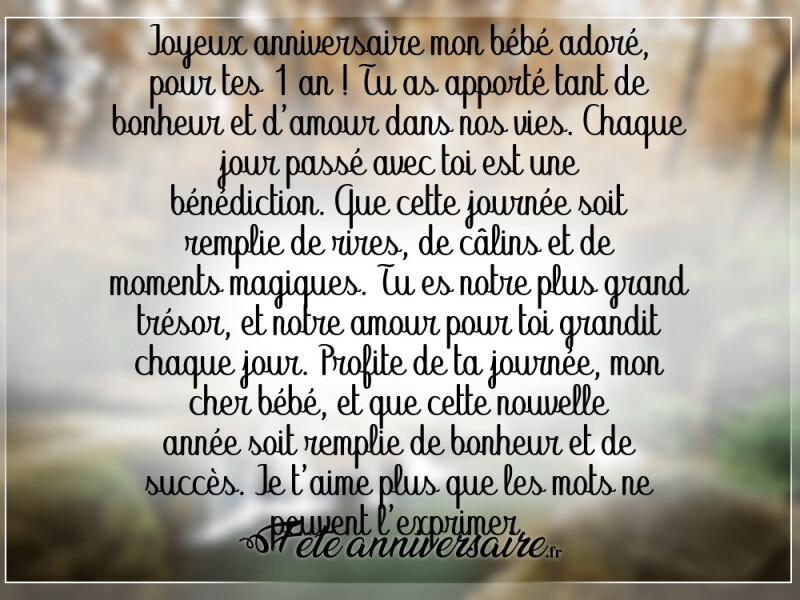 Texte anniversaire enfant 1 an joyeux anniversaire mon bébé 1 an