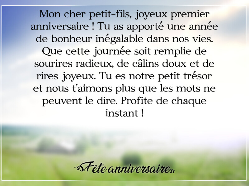 Texte anniversaire enfant 1 an texte anniversaire petit-fils 1 an