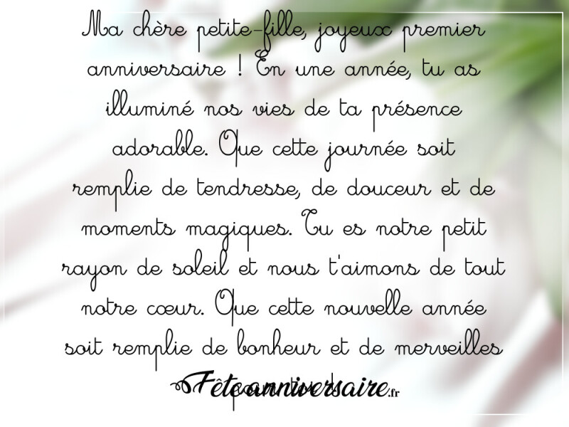 Texte anniversaire enfant 1 an texte anniversaire petite-fille 1 an