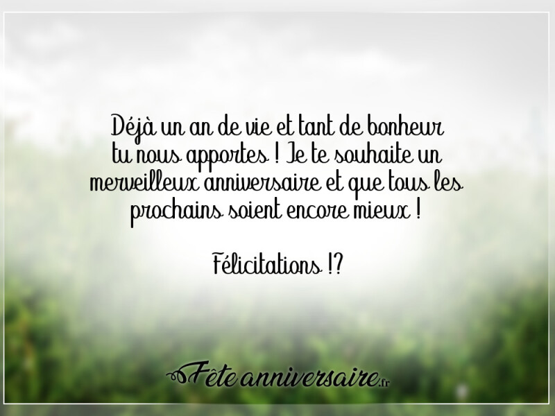 Texte anniversaire enfant 1 an merveilleux anniversaire mon bébé