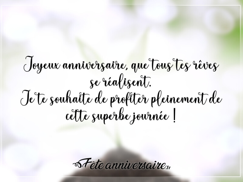 Texte anniversaire touchant que tous tes rêves se réalisent
