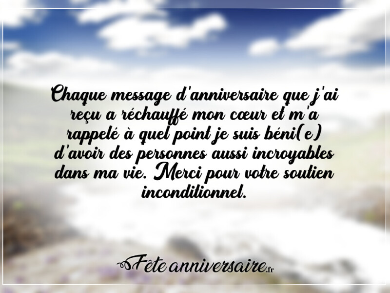Texte remerciement anniversaire anniversaire béni
