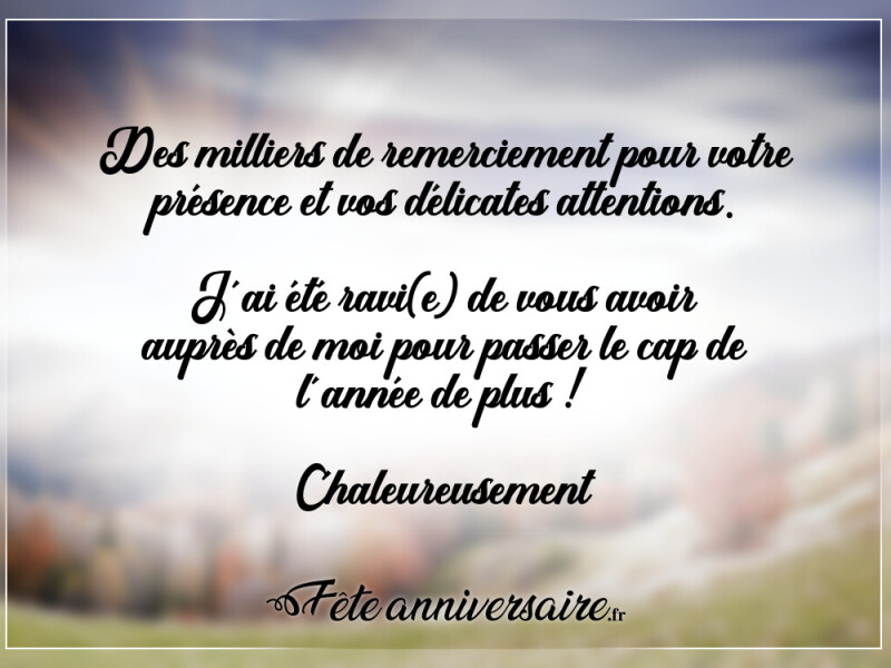 Texte remerciement anniversaire remerciement fête anniversaire
