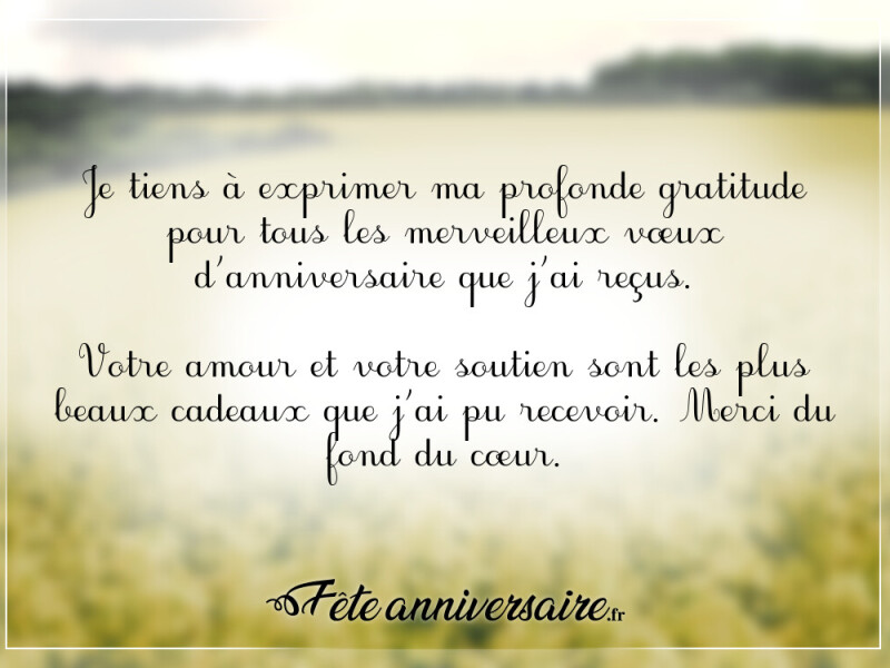 Texte remerciement anniversaire remerciements anniversaire gratitude