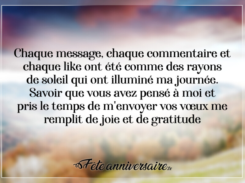 Texte remerciement anniversaire remercier les voeux anniversaire sur facebook